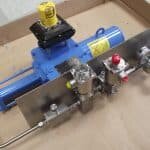 Hydraulic spring return actuator with panel and limit switch box